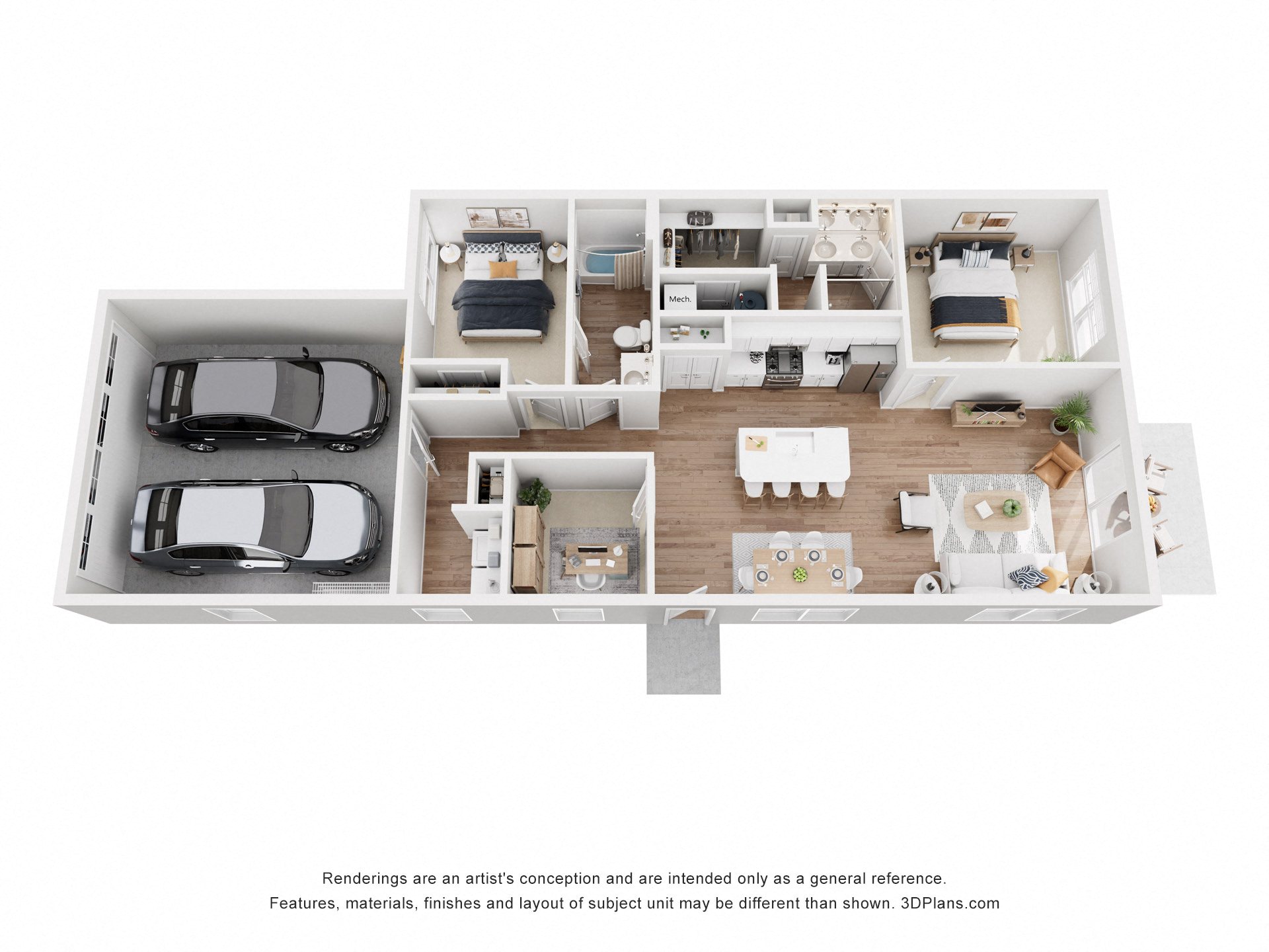 a floor plan is shown with a car in the garage
